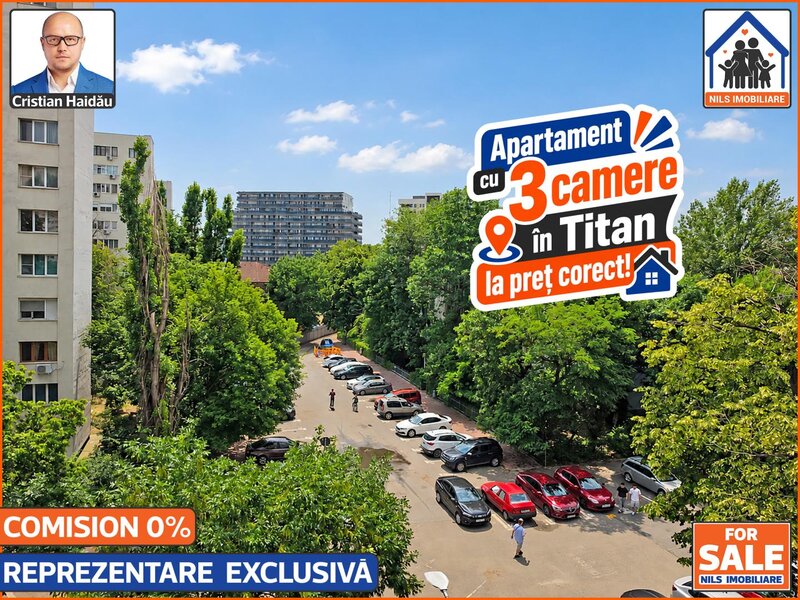 Titan de vanzare apartament cu 3 camere, pret corect